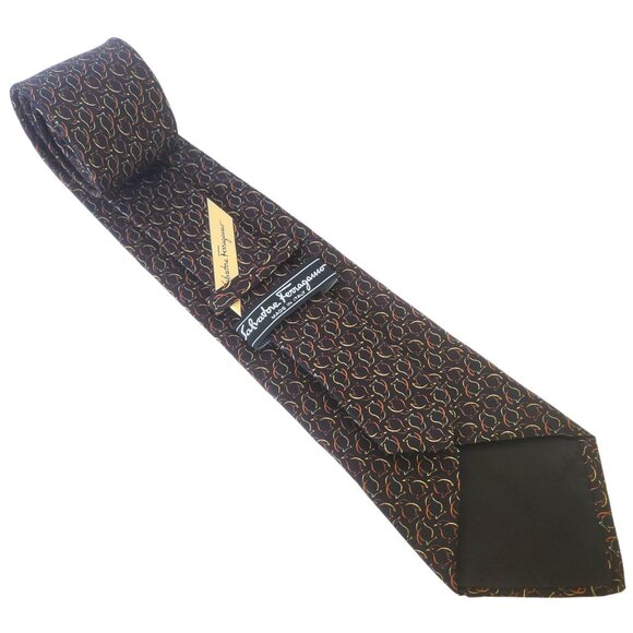 Salvatore Ferragamo Penguin Print Black Multicolor Silk Tie - Picture 7 of 9